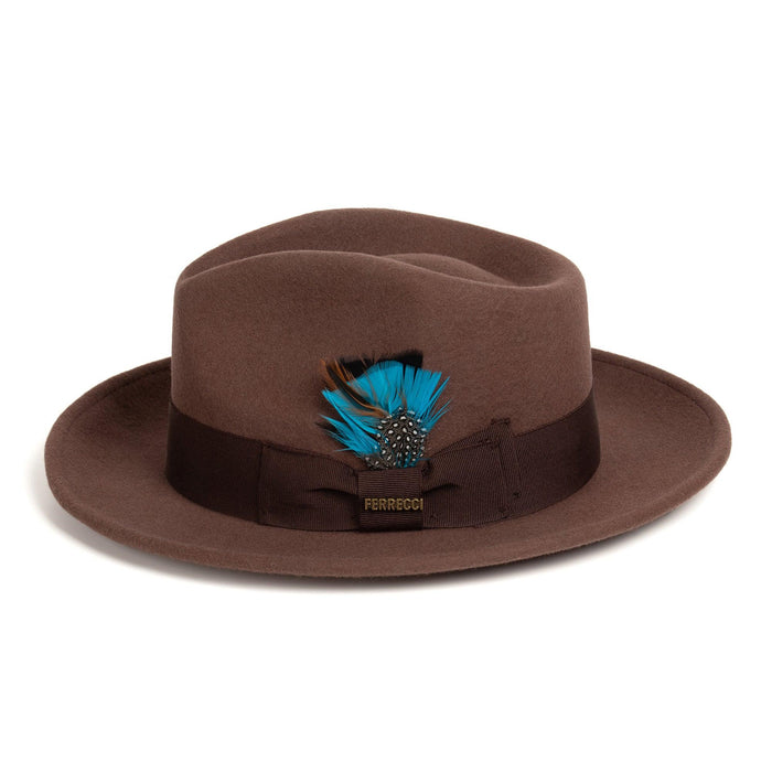 Brown Fedora 100% Australian Wool Crushable Hat by Ferrecci