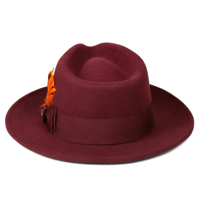Burgundy Fedora 100% Australian Wool Crushable Hat by Ferrecci