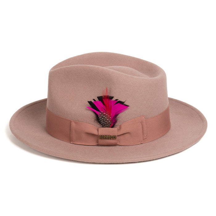 Dusty Pink Fedora 100% Australian Wool Crushable Hat by Ferrecci