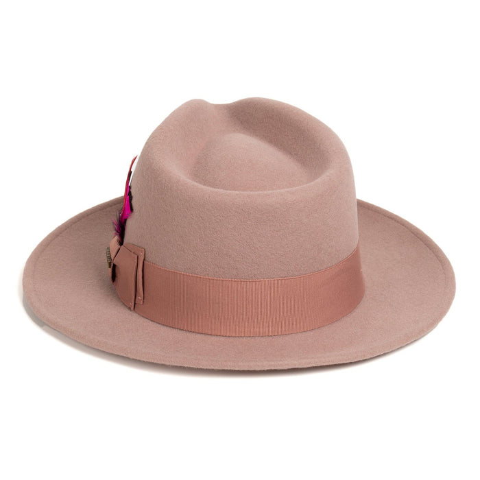 Dusty Pink Fedora 100% Australian Wool Crushable Hat by Ferrecci