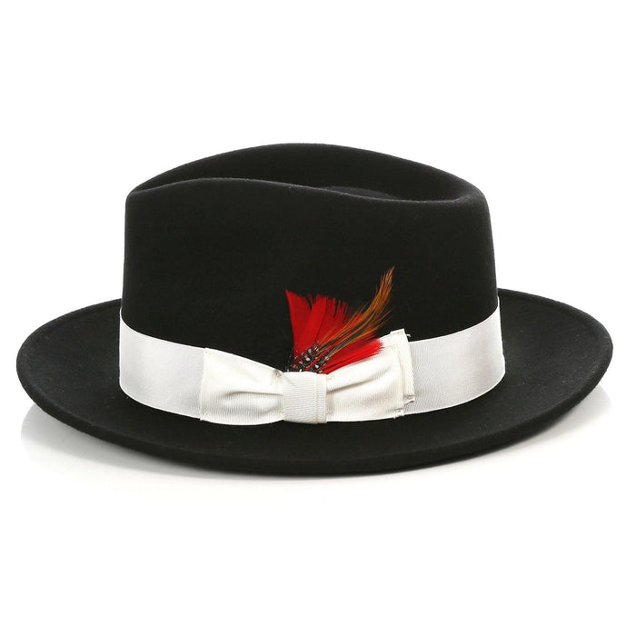 Black & White Fedora 100% Australian Wool Crushable Hat by Ferrecci