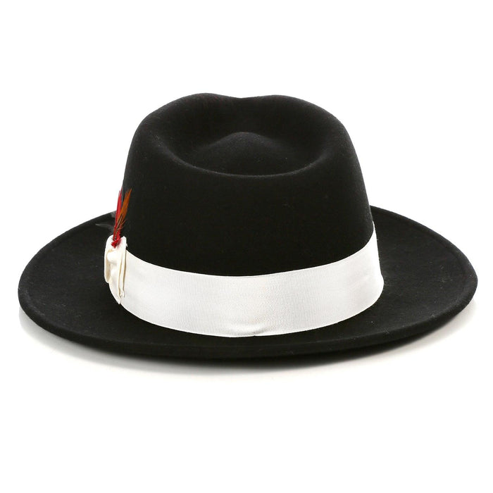 Black & White Fedora 100% Australian Wool Crushable Hat by Ferrecci