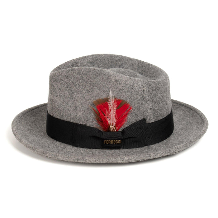 Grey Melange Fedora 100% Australian Wool Crushable Hat by Ferrecci