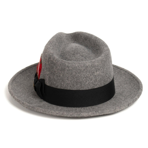 Grey Melange Fedora 100% Australian Wool Crushable Hat by Ferrecci