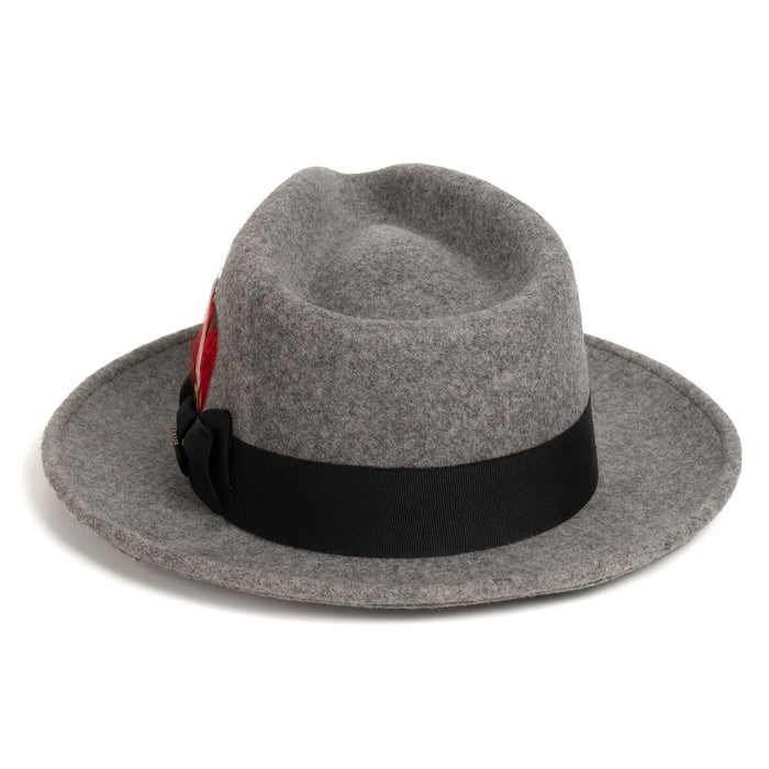 Grey Melange Fedora 100% Australian Wool Crushable Hat by Ferrecci
