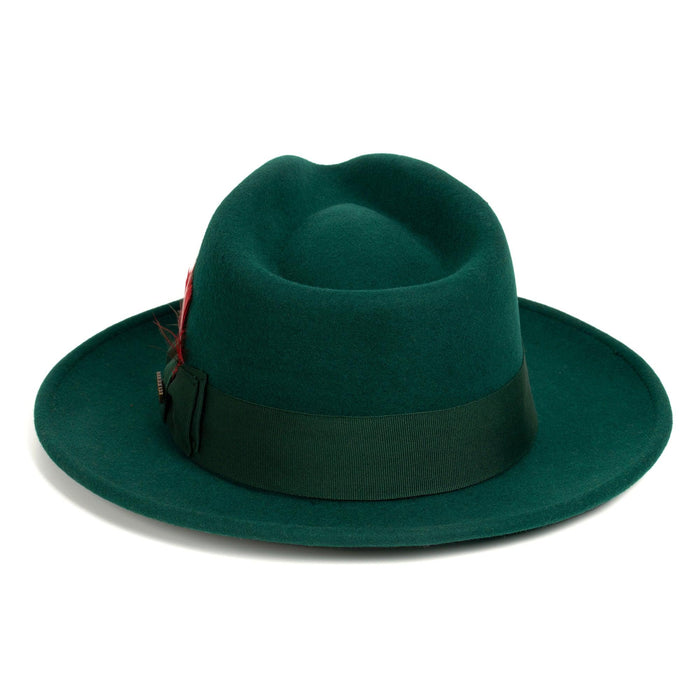 Hunter Green Fedora 100% Australian Wool Crushable Hat by Ferrecci