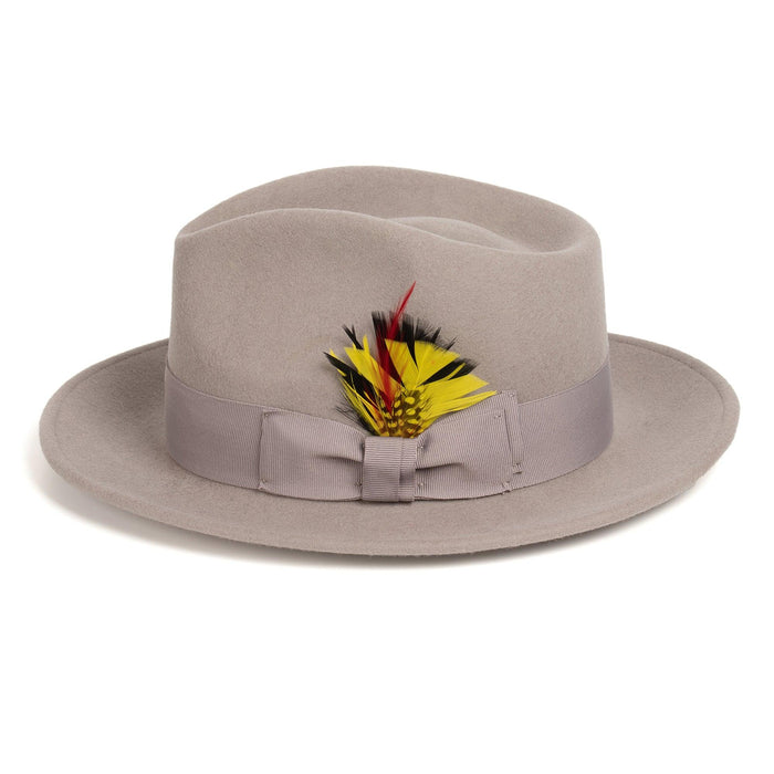 Light Grey Fedora 100% Australian Wool Crushable Hat by Ferrecci