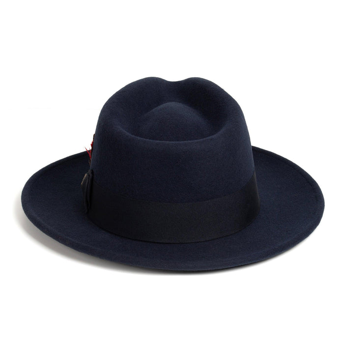 Navy Blue Fedora 100% Australian Wool Crushable Hat by Ferrecci