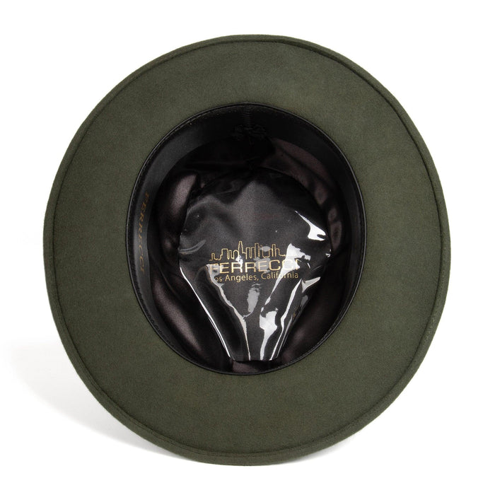 Olive Green Fedora 100% Australian Wool Crushable Hat by Ferrecci