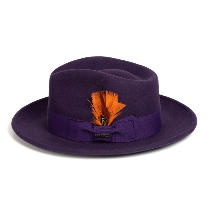 Purple Fedora 100% Australian Wool Crushable Hat by Ferrecci