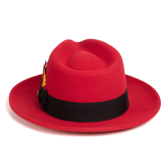 Red & Black Fedora 100% Australian Wool Crushable Hat by Ferrecci