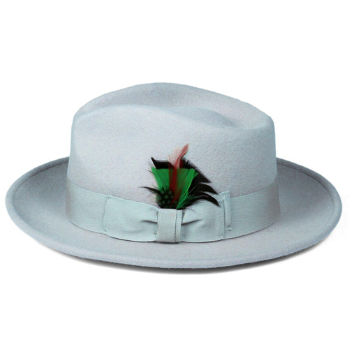 Sky Blue Fedora 100% Australian Wool Crushable Hat by Ferrecci