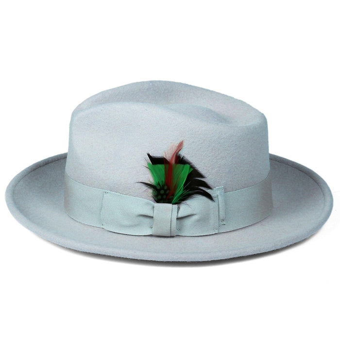 Sky Blue Fedora 100% Australian Wool Crushable Hat by Ferrecci