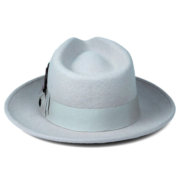 Sky Blue Fedora 100% Australian Wool Crushable Hat by Ferrecci