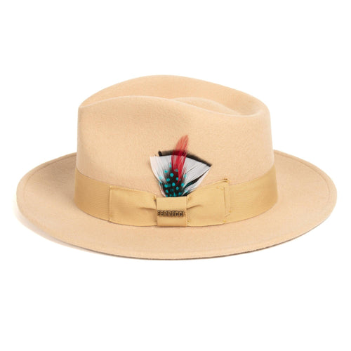 Tan Fedora 100% Australian Wool Crushable Hat by Ferrecci