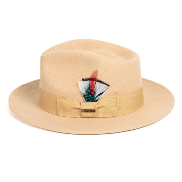 Tan Fedora 100% Australian Wool Crushable Hat by Ferrecci