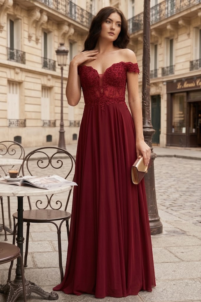 May Queen MQ1714 Bridesmaid Dresses in Chiffon Off Shoulder Plus Size