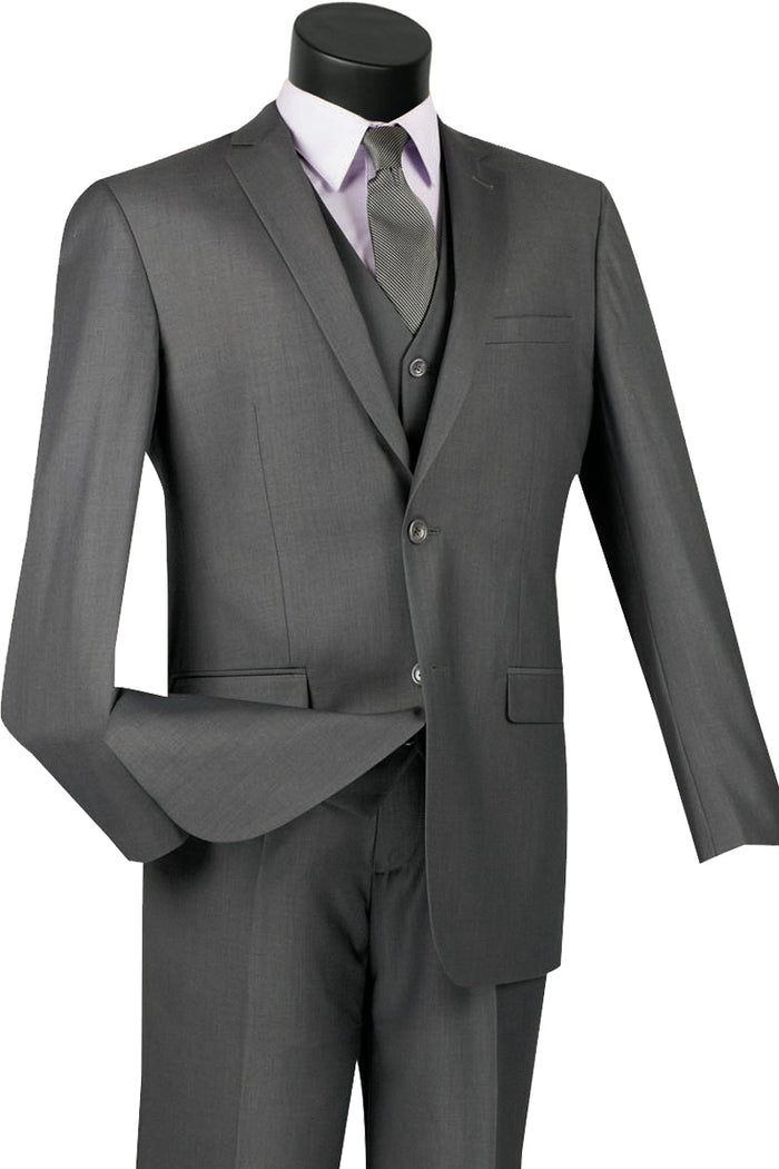 Mens Vested Slim Fit Wool Feel Suit in Ivory by Vinci