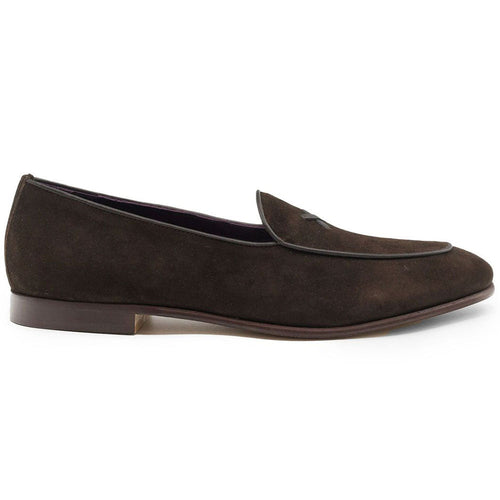Zelli Sueded Goatskin Loafer with Crocodile Vamp in Nicotine