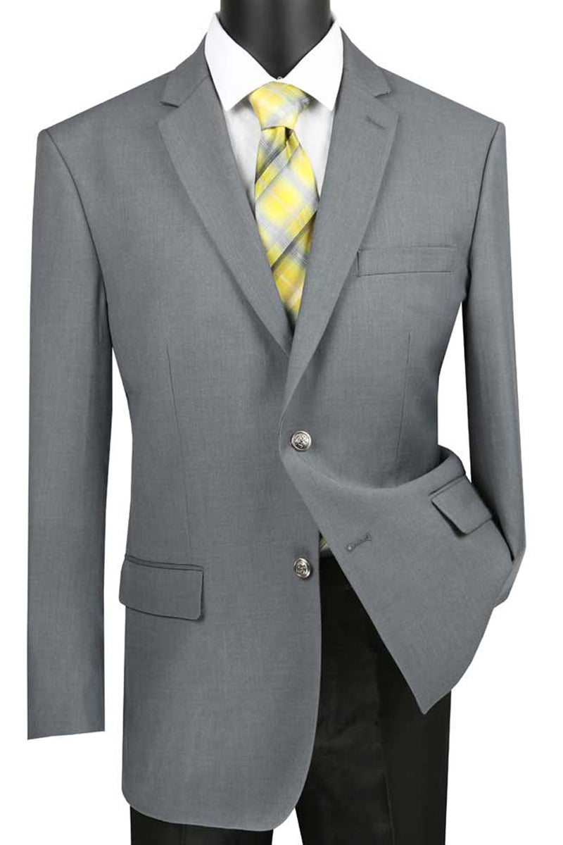 Mens Grey Classic Fit Dress Blazer by Vinci Suits