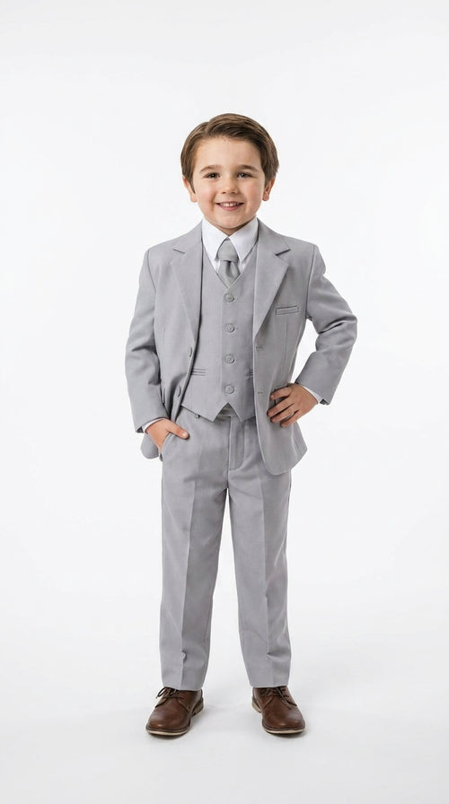 Dad and Son Suit – Father and Son Matching Light Gray 3-Piece Wedding Suits in Very Light Grey - Silver Ash Color