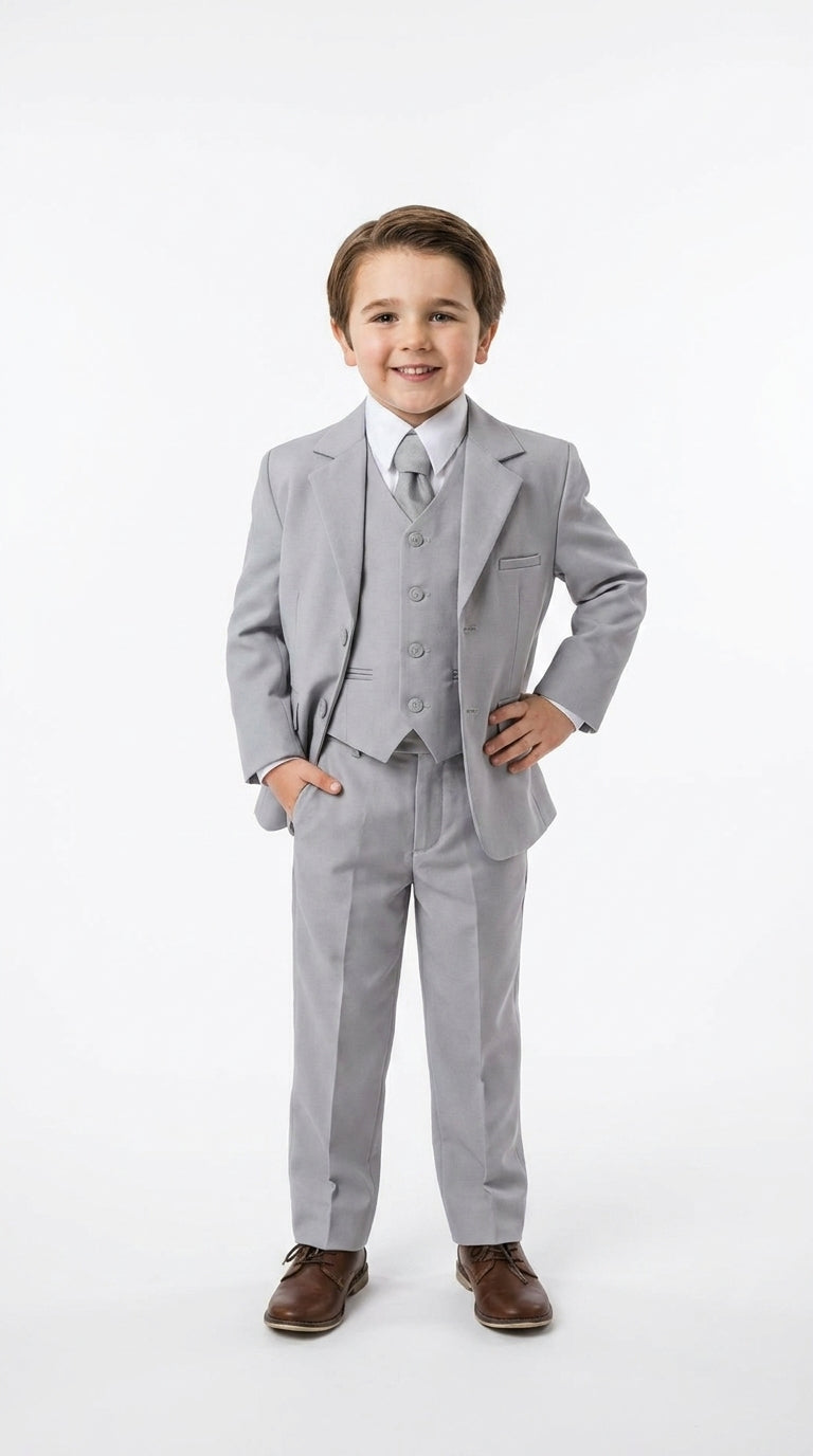 Dad and Son Suit – Father and Son Matching Light Gray 3-Piece Wedding Suits in Very Light Grey - Silver Ash Color