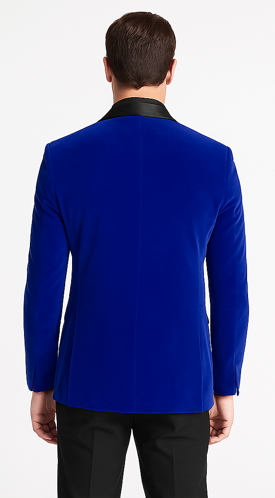 Royal Blue Prom Suit MEN'S SLIM FIT SHAWL LAPEL VELVET WEDDING & PROM TUXEDO JACKET IN ROYAL BLUE