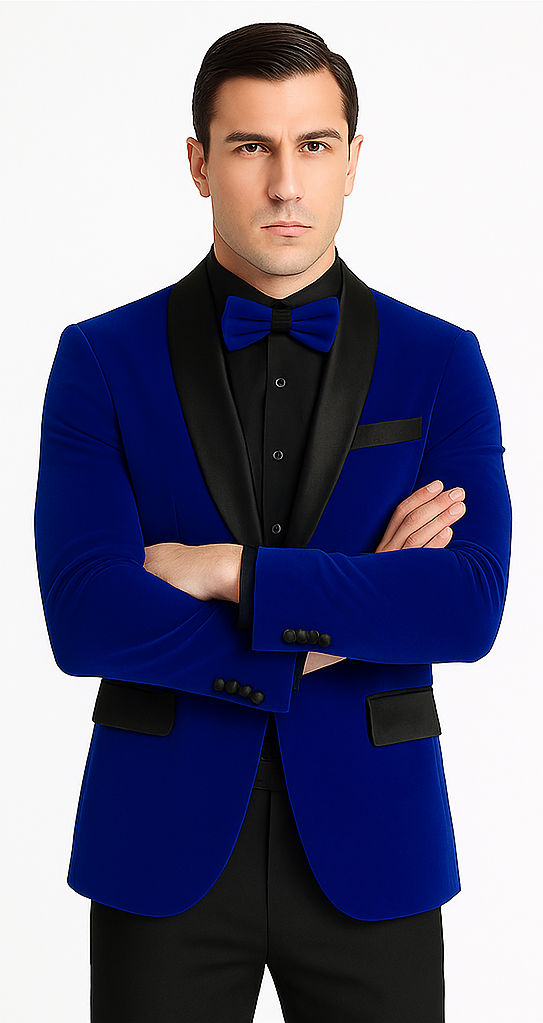 Royal Blue Prom Suit MEN'S SLIM FIT SHAWL LAPEL VELVET WEDDING & PROM TUXEDO JACKET IN ROYAL BLUE
