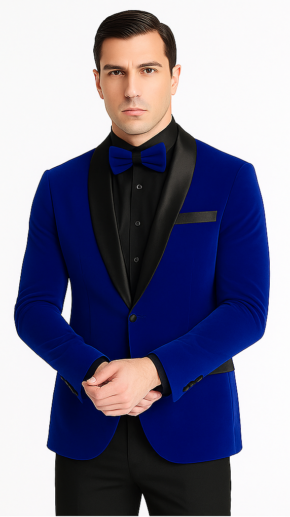 Royal Blue Prom Suit MEN'S SLIM FIT SHAWL LAPEL VELVET WEDDING & PROM TUXEDO JACKET IN ROYAL BLUE