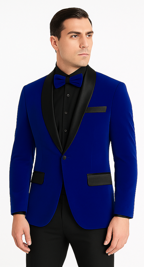 Royal Blue Prom Suit MEN'S SLIM FIT SHAWL LAPEL VELVET WEDDING & PROM TUXEDO JACKET IN ROYAL BLUE