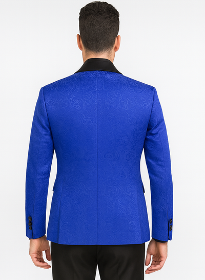 Dark Blue Wedding Suit MEN'S SLIM FIT VESTED PAISLEY WEDDING TUXEDO IN ROYAL BLUE