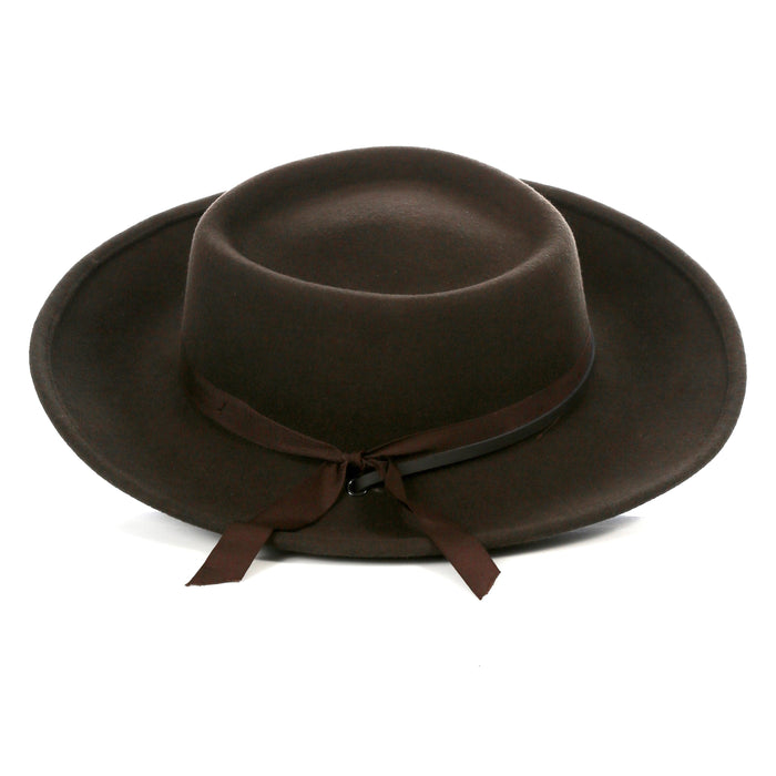 Dark Brown Fedora Earp Wide Brim Hat by Ferrecci