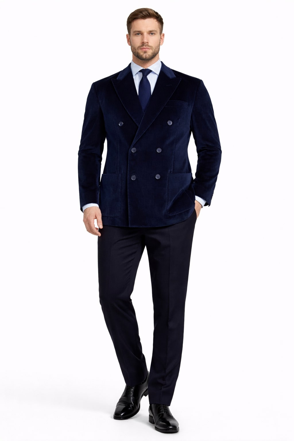 Men's Velvet Dark Navy Blue Blazer - Sport Coat For Men