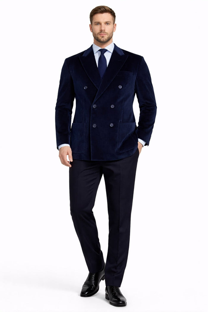 Men's Velvet Dark Navy Blue Blazer - Sport Coat For Men