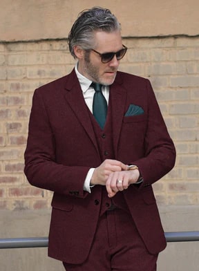 Dark Wine Heavy Tweed Suit