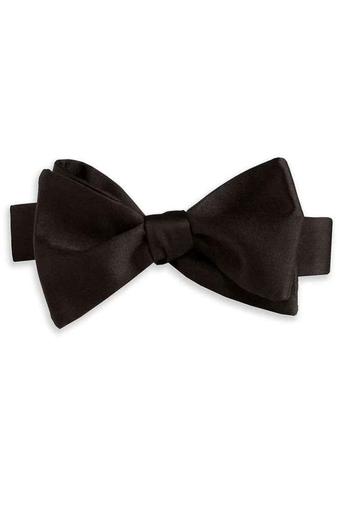 Black Satin Self Tie Bow Tie by David Donahue