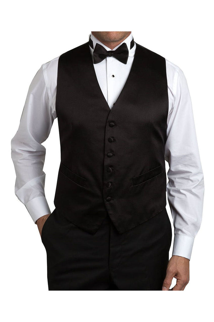 Black Silk Satin Tuxedo Vest by David Donahue