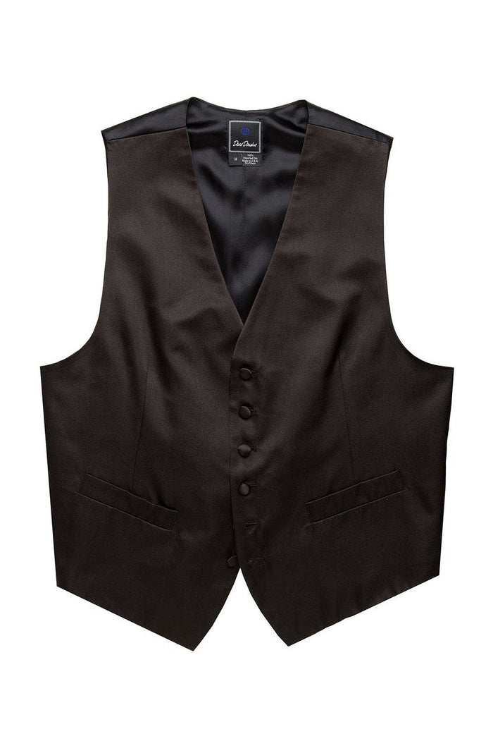 Black Silk Satin Tuxedo Vest by David Donahue