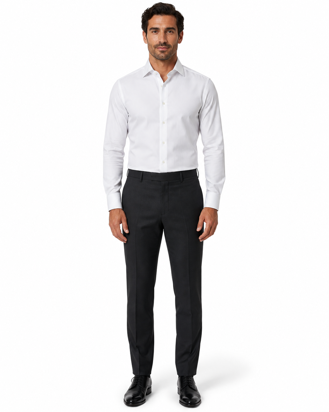 Boxed French Cuff White Tuxedo Shirt by David Donahue