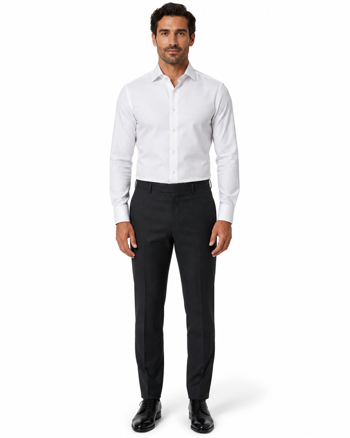 Boxed French Cuff White Tuxedo Shirt by David Donahue