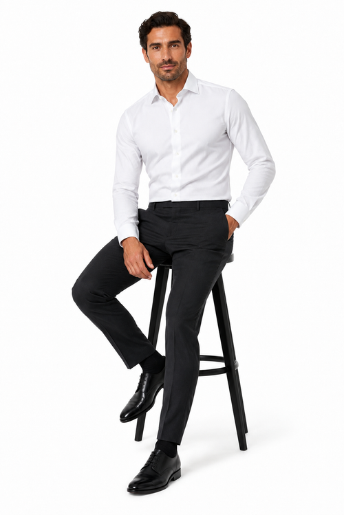 Boxed French Cuff White Tuxedo Shirt by David Donahue