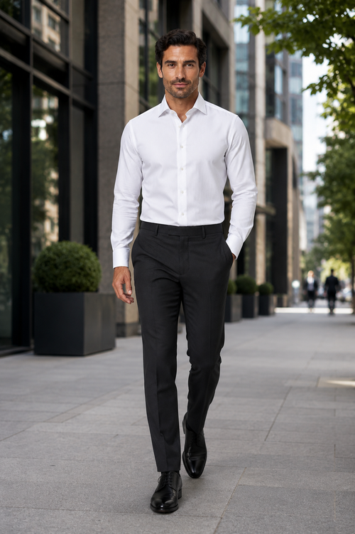 Boxed French Cuff White Tuxedo Shirt by David Donahue