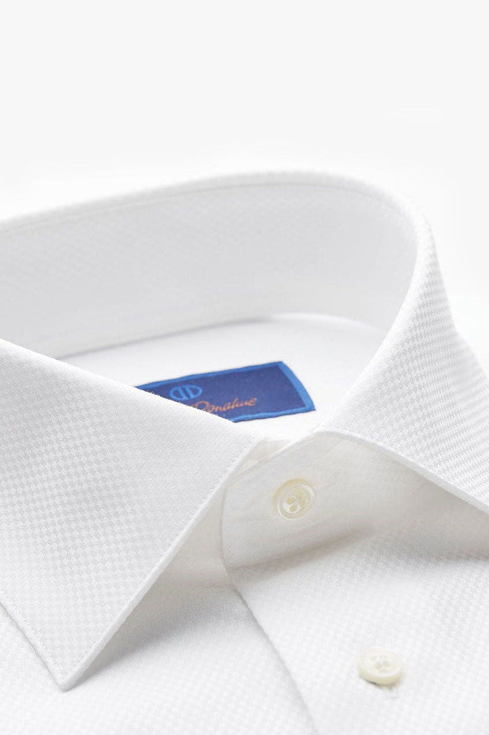 Boxed French Cuff White Tuxedo Shirt by David Donahue