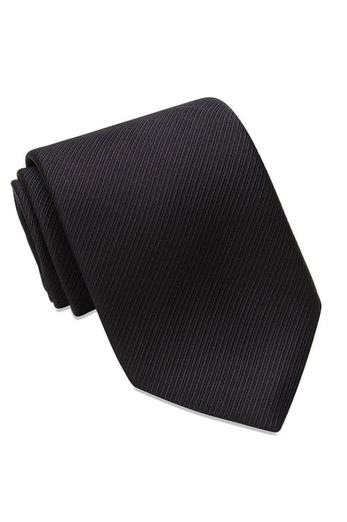 Black Twill Weave Italian Silk Necktie by David Donahue