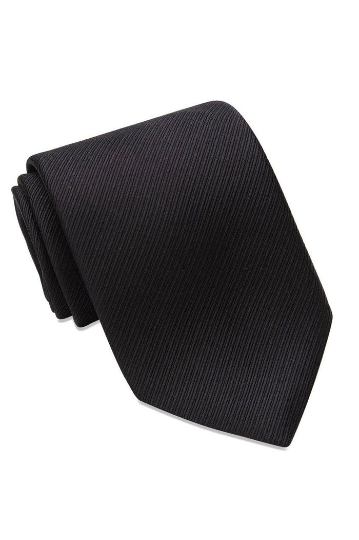 Black Twill Weave Italian Silk Necktie by David Donahue