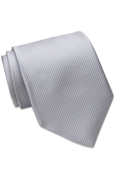 Silver Twill Weave Italian Silk Necktie by David Donahue