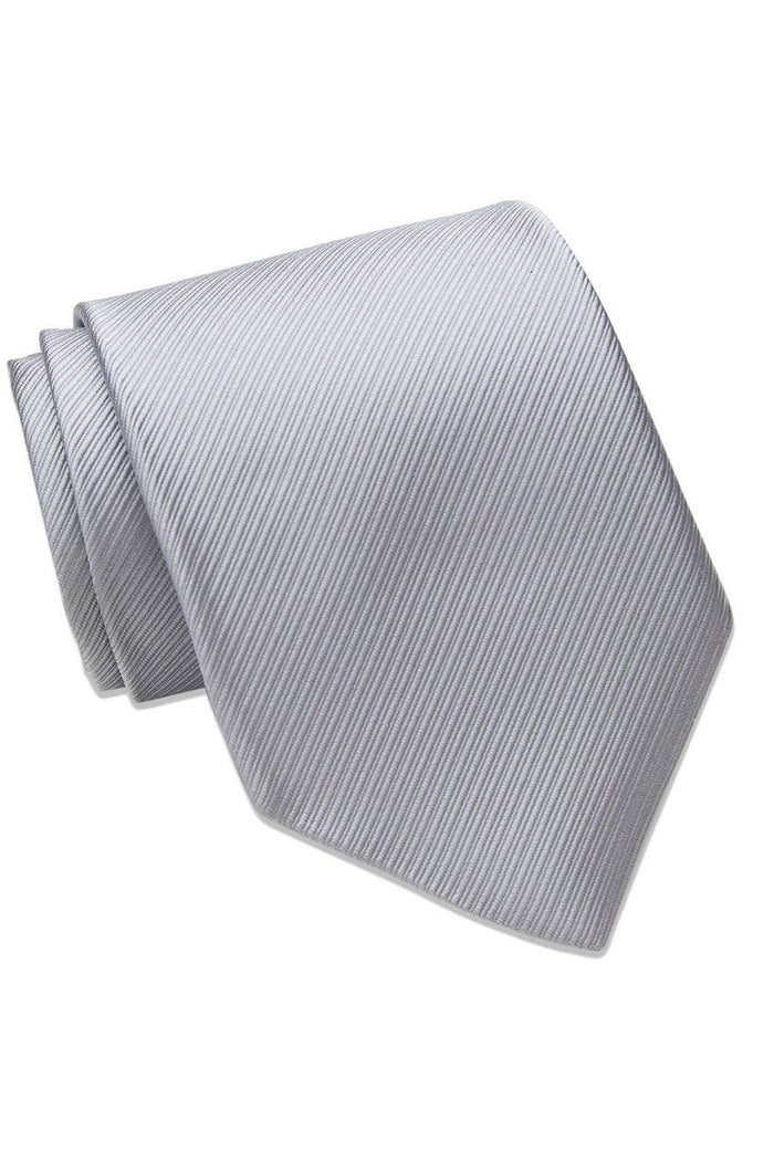 Silver Twill Weave Italian Silk Necktie by David Donahue