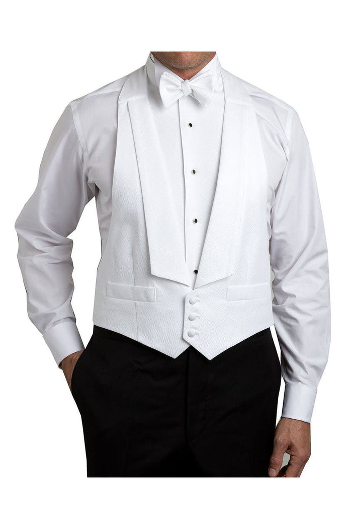 White Pique Backless Tuxedo Vest