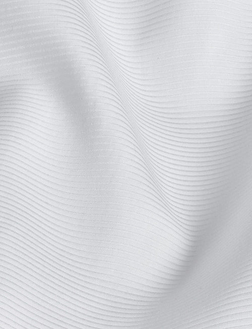 Horizontal Rib French Cuff White Tuxedo Shirt by David Donahue