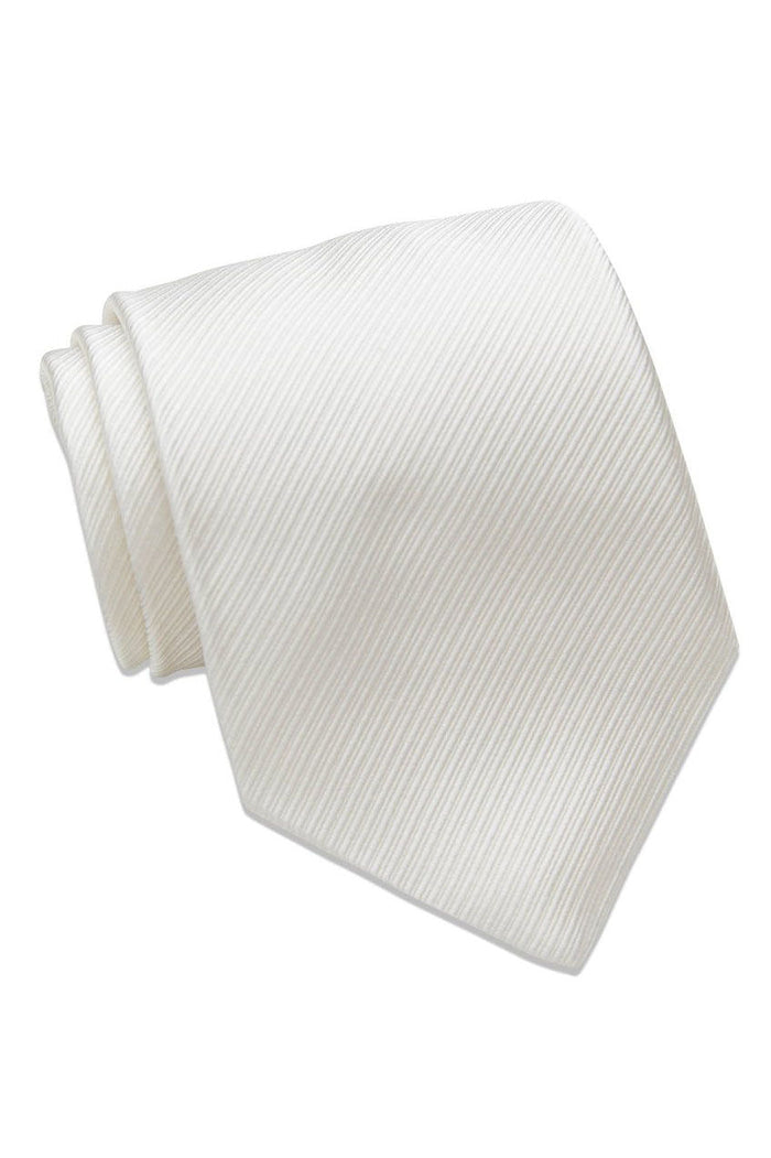 White Twill Weave Italian Silk Necktie by David Donahue